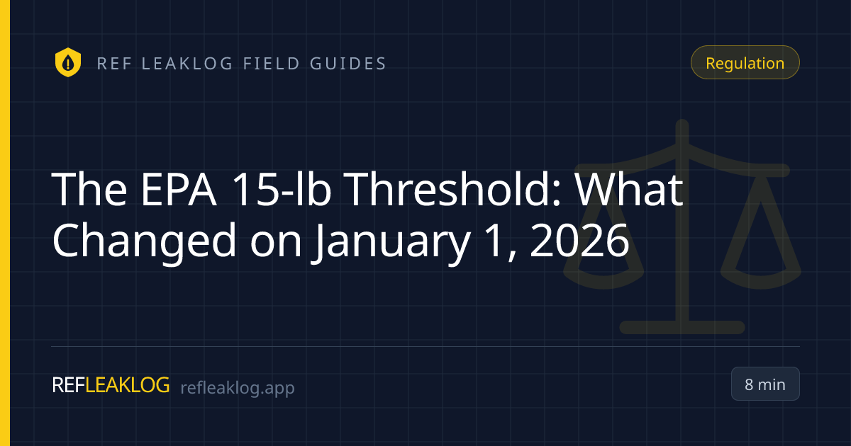 EPA 15-lb Threshold 2026 — What HVAC Contractors Need to Know | Ref LeakLog